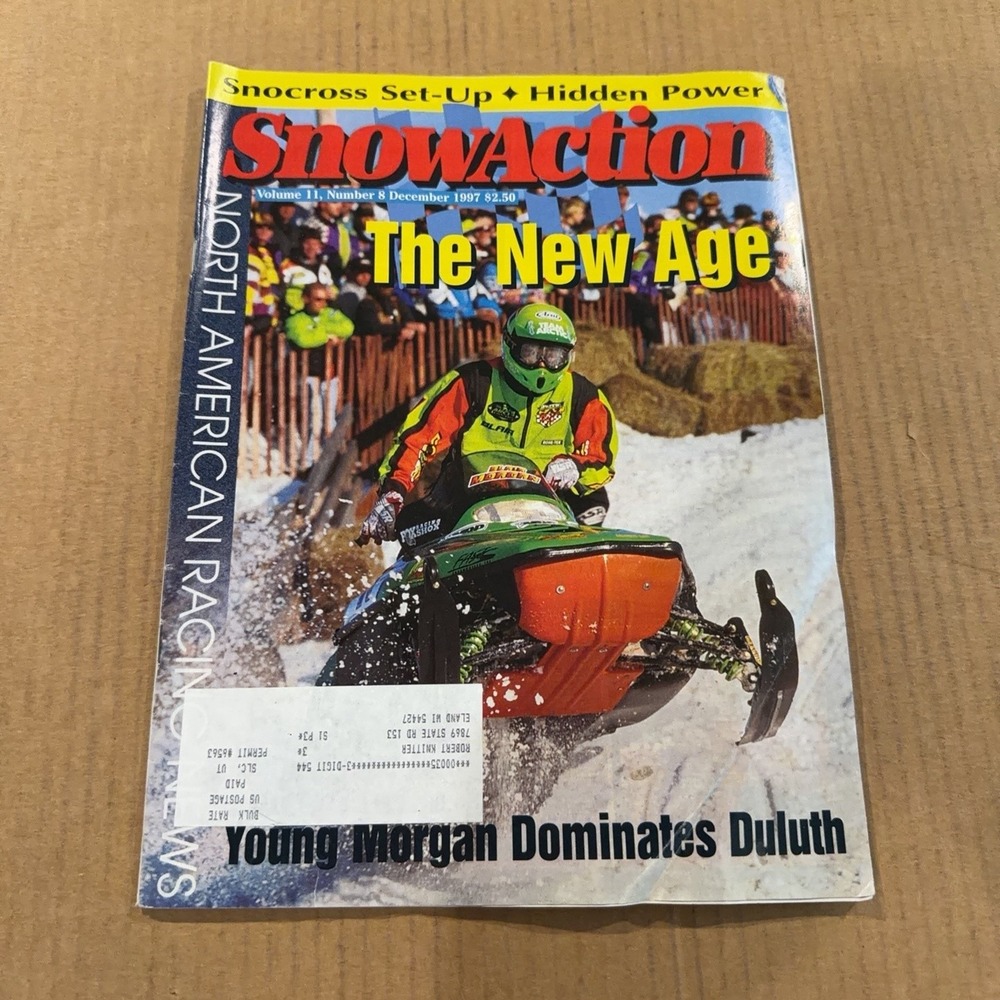 Vtg SnowAction Magazine Dec 1997 Young Morgan Duluth Snowmobile Snocross Sports